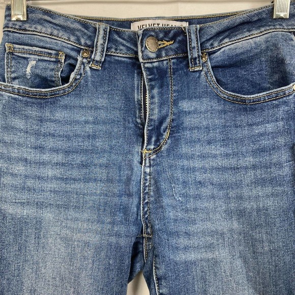 Velvet Heart Denim Womens Sz 26 Elsie Distressed Midrise Skinny Stretchy Ankle - Picture 6 of 14